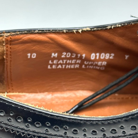 Bostonian Classics Oxford Black Leather Wingtip Brogue Lace Up Shoes Size 10M - Picture 8 of 13